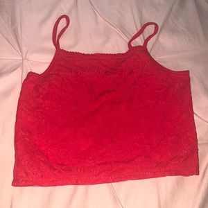 Red lace crop top